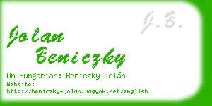 jolan beniczky business card